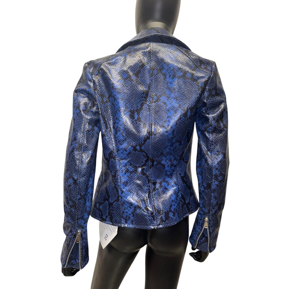 Amen Italy Snake-Print Shearling Biker Jacket – NWT – Size 2/XS - Picture 2 of 15